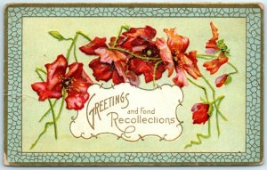 Postcard - Greetings and Fond Recollections - Flowers Art Print 