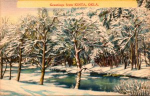 Oklahoma Greetings From Kinta Winter Scene