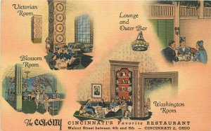 Postcard Ohio Cincinnati The Colony Restaurant multi View Teich linen 23-3711