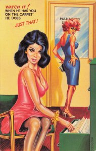 Sex On The Office Floor Sexy Secretary Old Comic Postcard