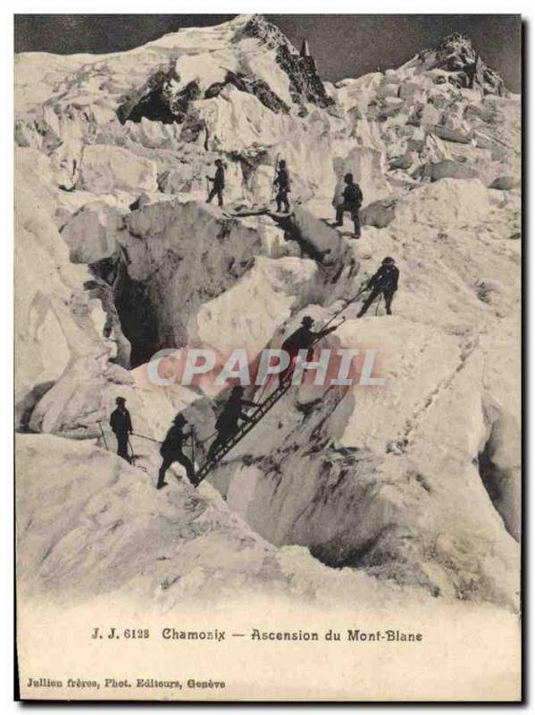 Postcard Old Mountaineering Climbing Chamonix Mont Blanc