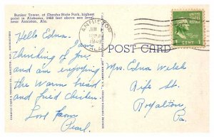 Postcard TOWER SCENE Anniston Alabama AL AT9330