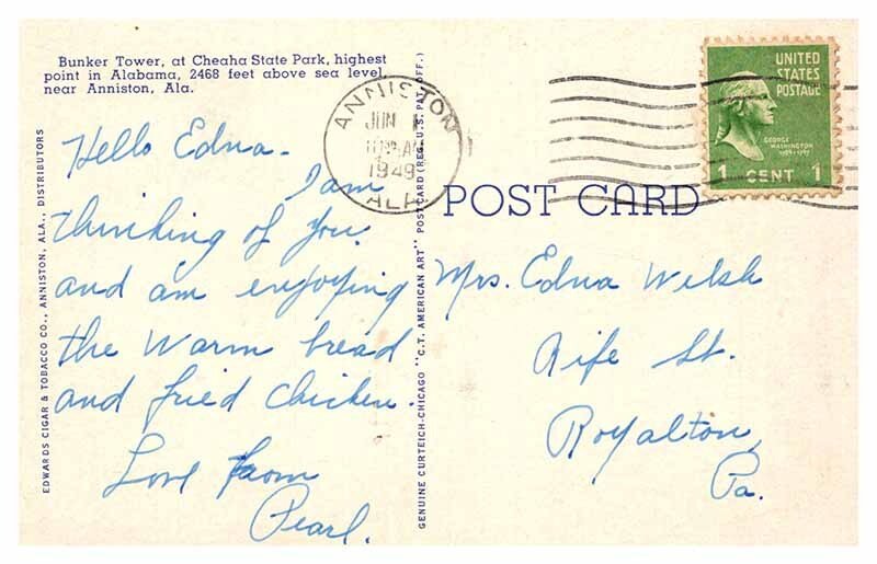 Postcard TOWER SCENE Anniston Alabama AL AT9330