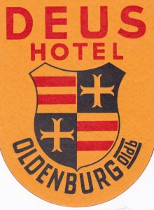 Germany Oldenburg Deus Hotel Vintage Luggage Label sk2334