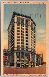 National Bank Grand Rapids Building Campus Square Michigan Street View Postcard