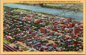 West Virginia Huntington Aerial View Of Business Section 1949 Curteich
