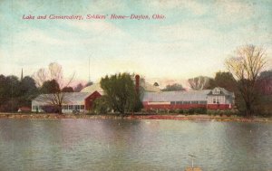 Vintage Postcard 1910's Lake & Conservatory Soldiers Home Dayton Ohio OH