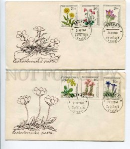 291932 Czechoslovakia 1960 set of 2 First Day covers flowers