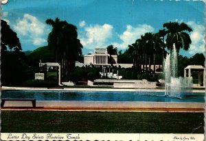 VINTAGE OAHU HAWAII LATTER DAY SAINTS HAWAIIAN TEMPLE PHOTOCHROME POSTCARD 37-44