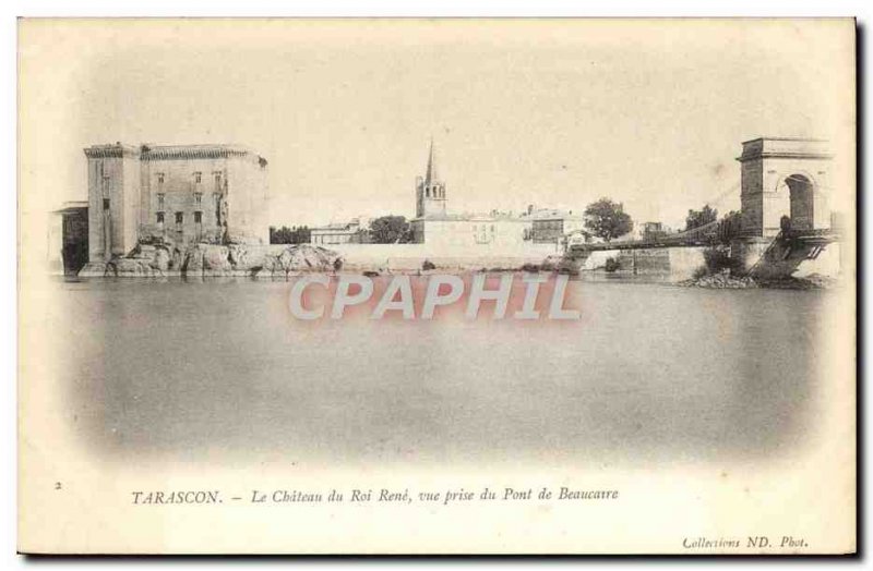 Old Postcard Tarascon Chateau du Roi Rene View from Beaucaire Bridge