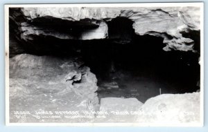 RPPC HANNIBAL, MO Missouri ~ JESSE JAMES HIDEOUT Mark Twain Cave c1930s Postcard