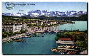 Postcard Old Quaibrücke Zurich und Utoqual