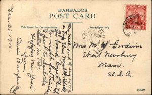 Barbados Codrington College Mailed to West Newbury MA 1910 Postcard