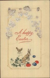 Easter - Rabbit Chicken Eggs HL Woehler - c1910 Postcard EXC COND