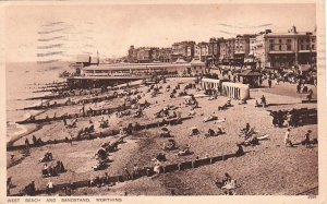 Postcard West Beach and Bandstand Worthing UK