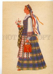 153479 LITHUANIA Folk Costume of SAMOGITIAN Women old postcard