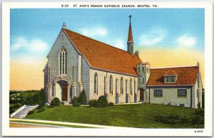 VINTAGE POSTCARD ST. ANN'S ROMAN CATHOLIC CHURCH AT BRISTOL VIRGINIA 1930s