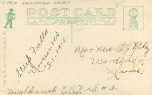 Steep Falls Maine Central Station Prilay C-1910 Postcard railroad 21-11050