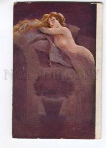 257544 R. FUCHS Nude female WITCH Vintage ART NOUVEAU postcard
