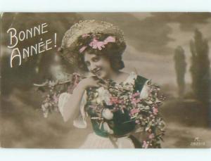 tinted rppc c1910 Risque PRETTY GIRL POSING AC8975