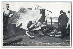 Chicago Illinois Postcard Wrecked Aeroplane Under William R. Badger Death 1911