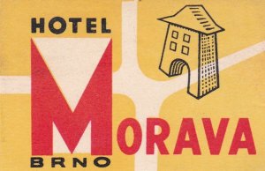 Czechoslovakia Brno Hotel Morava Vintage Luggage Label sk3669