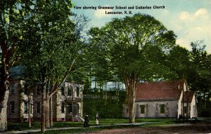 Lancaster, New Hampshire - The Grammar School and Unitarian Church - c1908