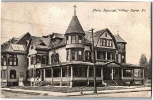 View of Mercy Hospital, Wilkes-Barre PA c1907 Vintage Postcard D68