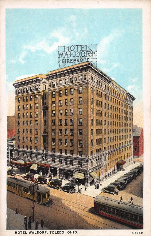 Hotel Waldorf, Toledo, Ohio, Early Postcard, Unused