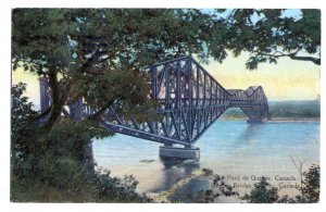 P3210 1935 postcard Le pont quebec canada quebec bridge view