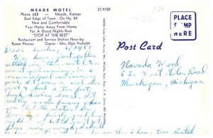 Postcard MOTEL SCENE Meade Kansas KS AP1680