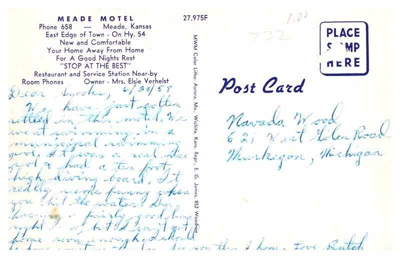 Postcard MOTEL SCENE Meade Kansas KS AP1680