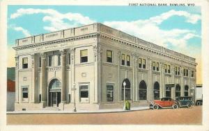 Autos First National Bank 1937 Rawlins Wyoming Robbins Teich postcard 1625