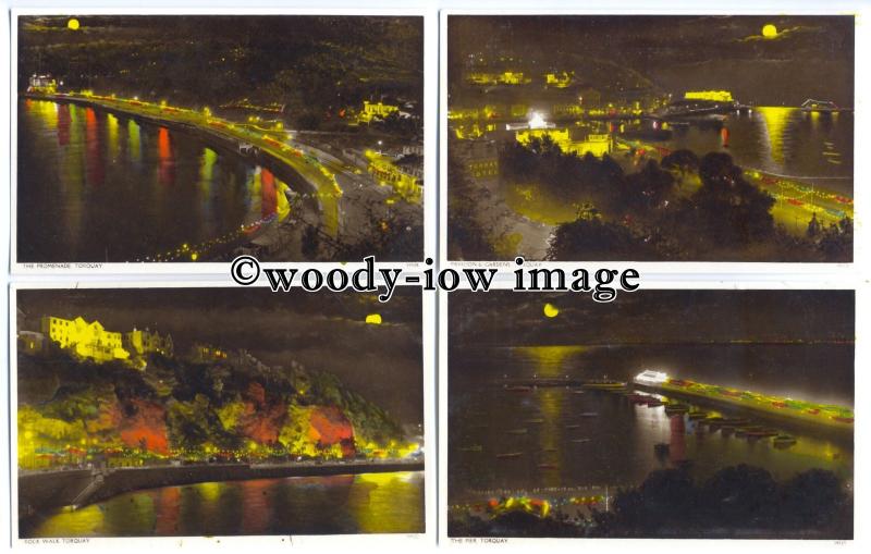 tb0202 - Devon - Illuminated Night Life Views around Torquay - 5 postcards