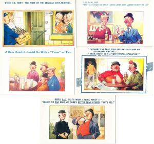 Lot of 5 Bamforth Bass Beer Comic Postcards Original 1920s-1930s