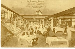 Postcard 1912 View of Ye Oregon Grille, Hotel Oregon, Portland, OR.  aa6