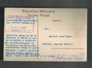 1910 Mexico DF Mexico Postcard Cover to Pelotas Brazil Metlao Viaducto Veracruz