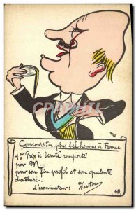 Old Postcard Fantasy Humor of the most beautiful man of France contest