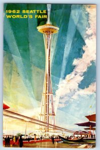 1960 Seattle Washington Postcard World's Fair 600-Foot Space Needle Monorail