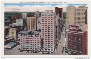 Looking East down 7th Street Canyon, FORT WORTH, Texas, 10-20s