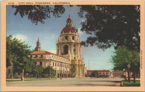 USA City Hall Pasadena California Linen Postcard 03.57