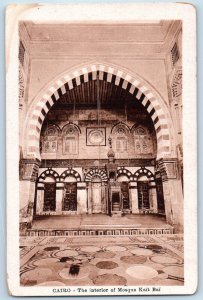 Cairo Egypt Postcard Interior of Mosque Kait Bai c1920's Antique Unposted