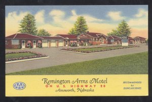 AINSWORTH NEBRASKA REMINGTON ARMS MOTEL VINTAGE LINEN ADVERTISING POSTCARD