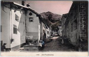 PONTRESINA, Switzerland    VILLAGE STREET SCENE    c1910s Handcolored  Postcard