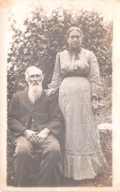 Old Man with Beard & Wife Writing No Date light yellowing from age