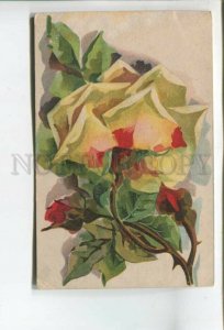 477348 KLEIN Yellow Roses Flowers RUSSIA Vintage postcard