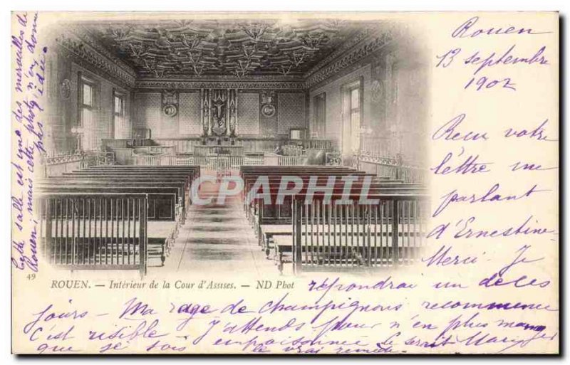 Old Postcard Rouen Interior of the Court & # 39Assises