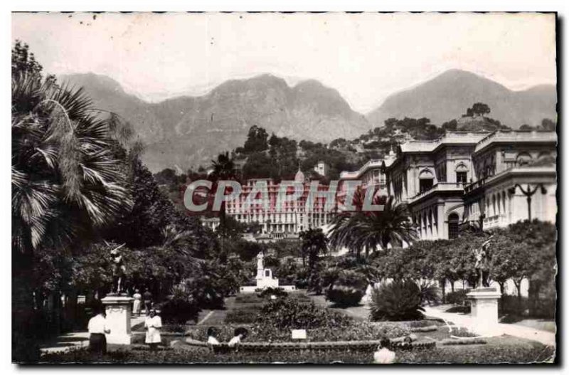 Old Postcard The French Riviera Menton Garden