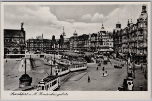 Vintage Frankfurt Hindenburgplatz Tram Black & White Postcard H81