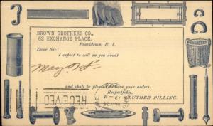 Illustrated Postal Card Brown Bros Co Machine Parts Adv 1902